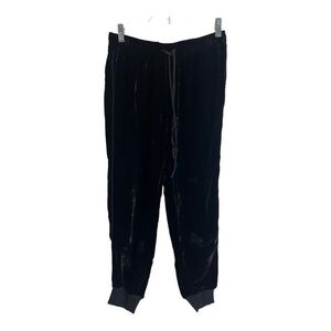 Rebecca Taylor Black Velvet Jogger Track Pants Tie Waist Size 2